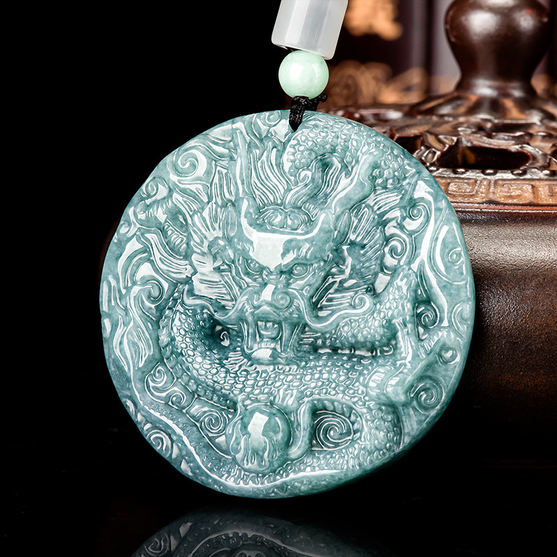 Vintage Fashion - Burmese Jadeite Dragon Pendant Necklace Gifts
