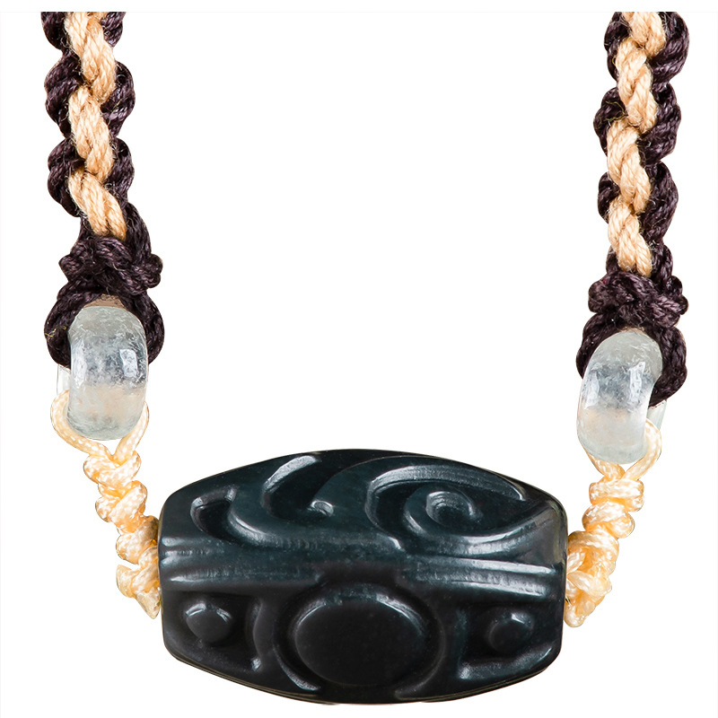 Vintage Fashion - Hetian Jade Carve Bead Pendant Necklace