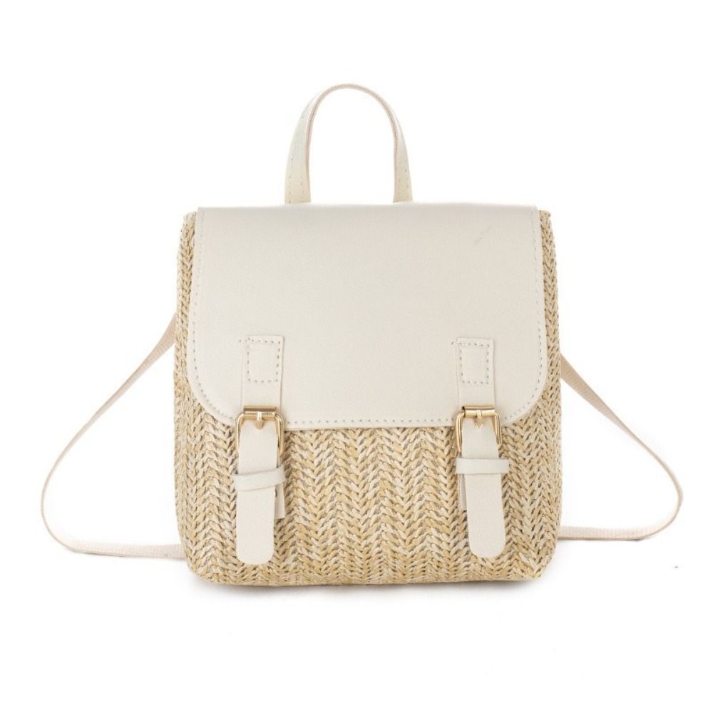 Vintage Fashion Looks - Versatile Bag PU Leather Straw Backpack