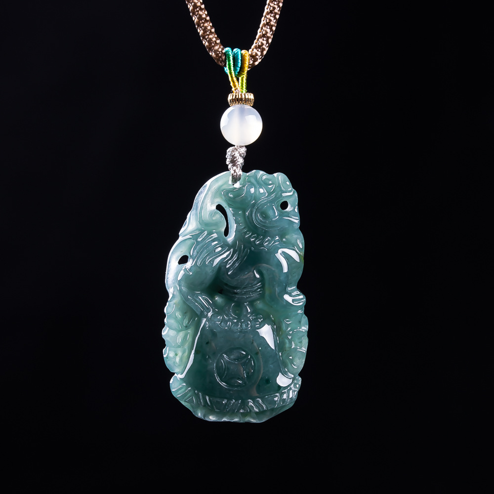 Vintage Fashion - Burmese Jadeite Pixiu Pendant Designer Gemstone