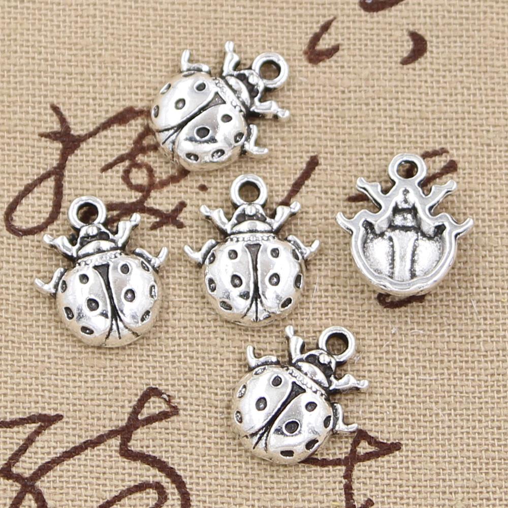 Vintage Fashion Bug - 12pcs Charms Ladybug Bug 16x14mm Antique