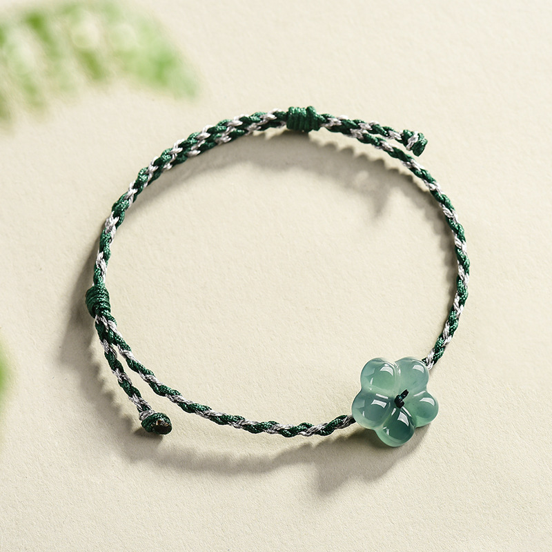 Vintage Fashion - Burmese Jadeite Flower Bracelet Natural Jade