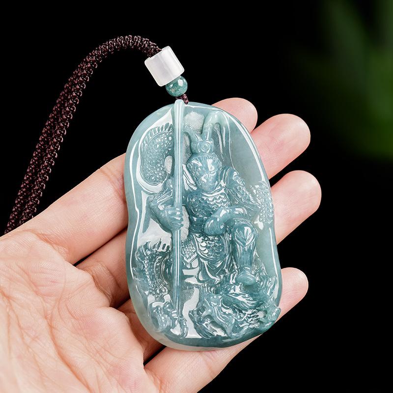 Vintage Fashion - Burmese Jadeite Monkey King Pendant Necklace