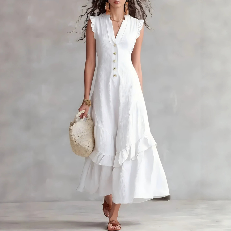 Women's Elegant Cotton Linen L - V Vintage Fashion ulasan dan harga