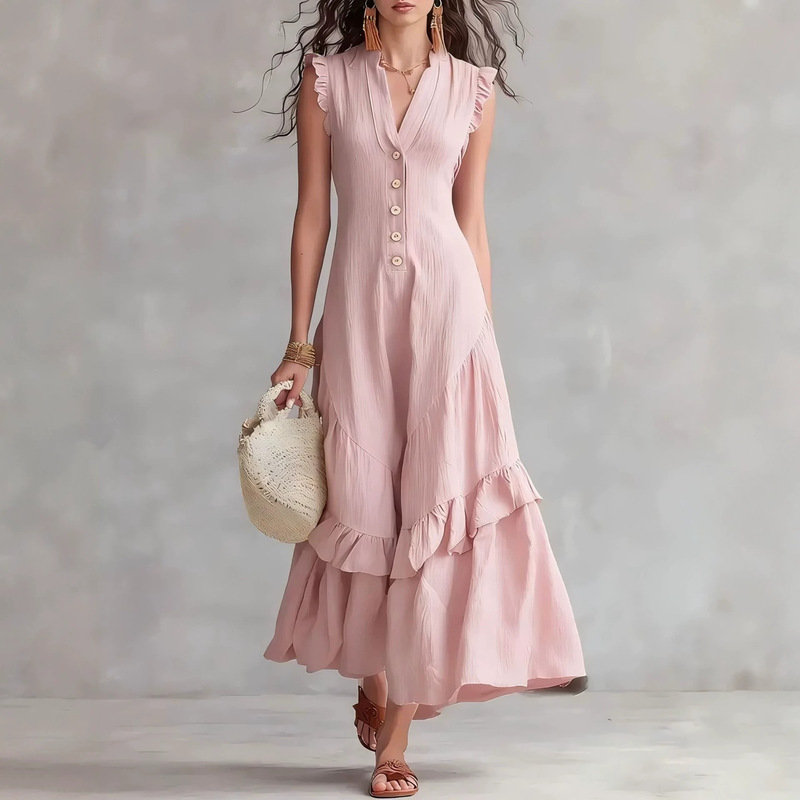 Women's Elegant Cotton Linen L - V Vintage Fashion ulasan dan harga