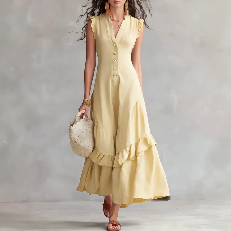 Women's Elegant Cotton Linen L - V Vintage Fashion ulasan dan harga