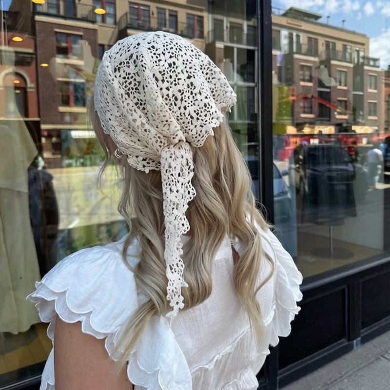 Crochet Lace Triangle Scarf Vi - Vintage Fashion Looks ulasan dan harga