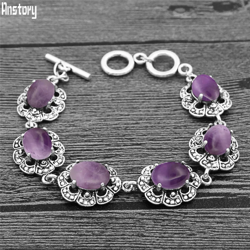 Oval Amethysts Bracelet Plum F - Vintage Fashion Looks ulasan dan harga