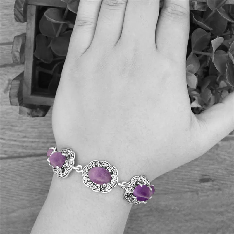 Oval Amethysts Bracelet Plum F - Vintage Fashion Looks ulasan dan harga
