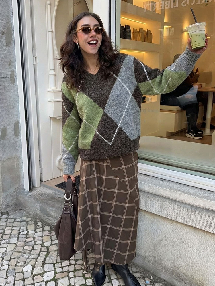 HH Women Fashion Argyle Knitte - Vintage Fashion Trends 2026 ulasan dan harga