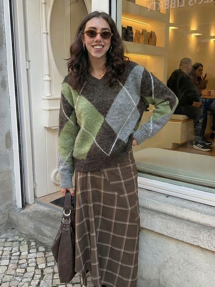 HH Women Fashion Argyle Knitte - Vintage Fashion Trends 2026 ulasan dan harga