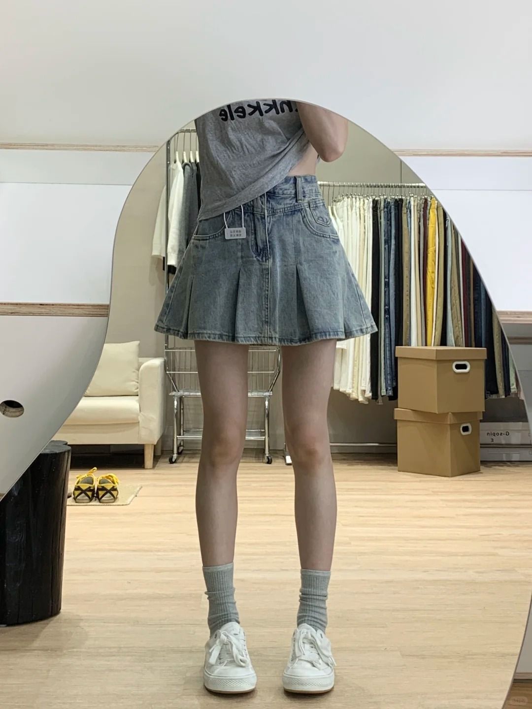 Women High Waist Denim Pleated - Vintage Fashion Jeans ulasan dan harga