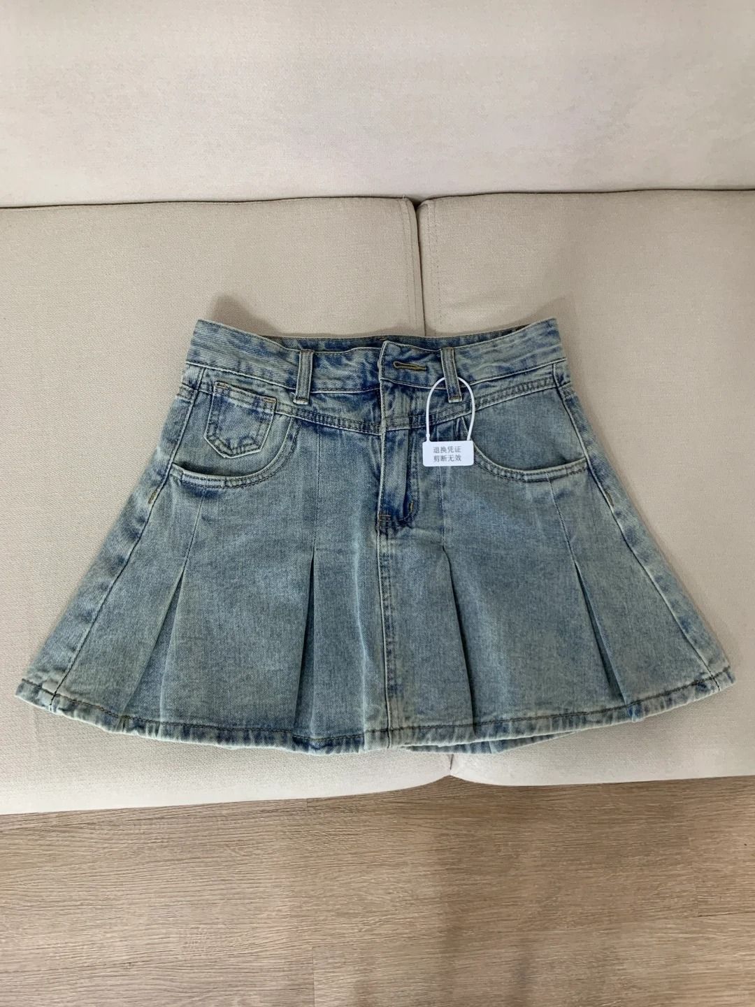 Women High Waist Denim Pleated - Vintage Fashion Jeans ulasan dan harga