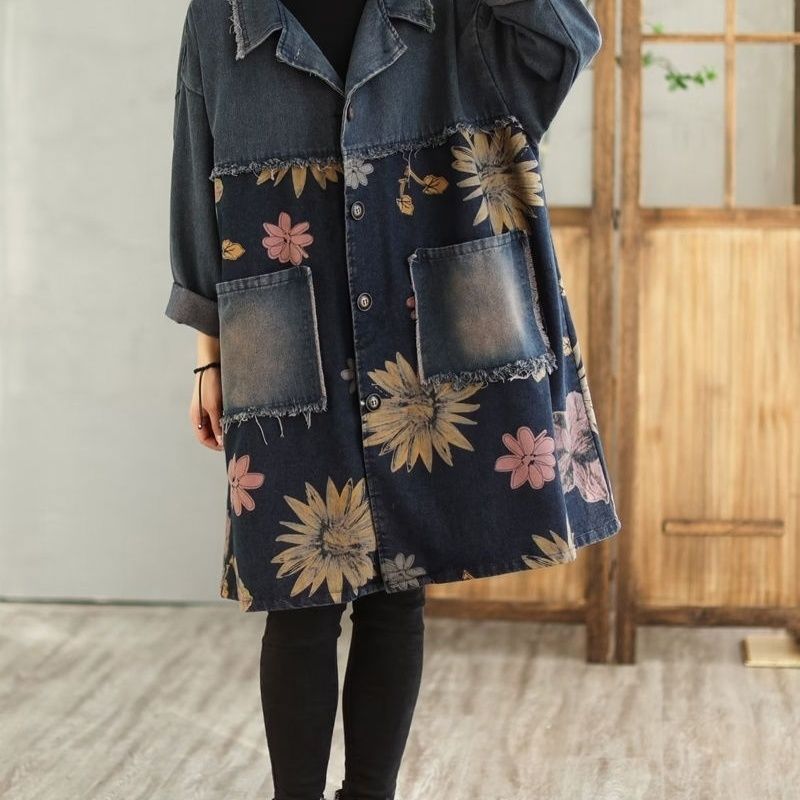 Medium And Long Denim Jacket W - Vintage Trench Coat ulasan dan harga