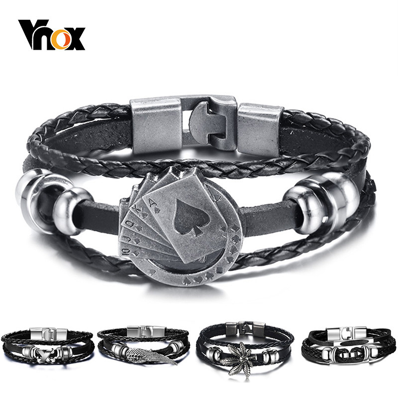 Vnox Lucky Vintage Men's Leath - Vintage Vegas Fashion ulasan dan harga
