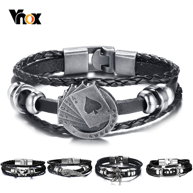 Vnox Lucky Vintage Men's Leath - Vintage Vegas Fashion ulasan dan harga