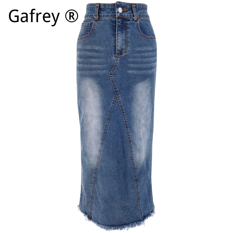 Women Denim Midi Skirt High Wa - Vintage Fashion Jeans ulasan dan harga