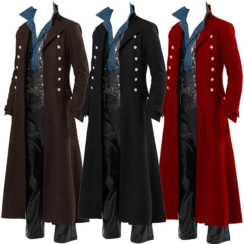 Medieval Men's Pirate Costume  - Vintage Trench Coat ulasan dan harga