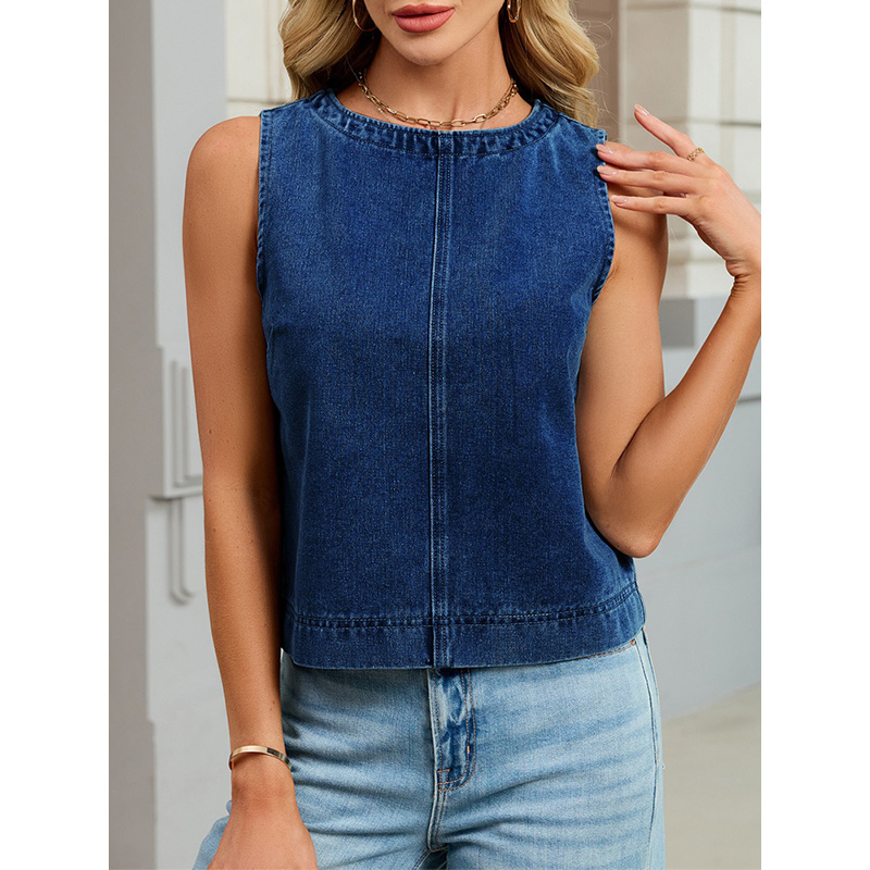 Benuynffy Casual Round Neck De - Vintage Fashion Jeans ulasan dan harga