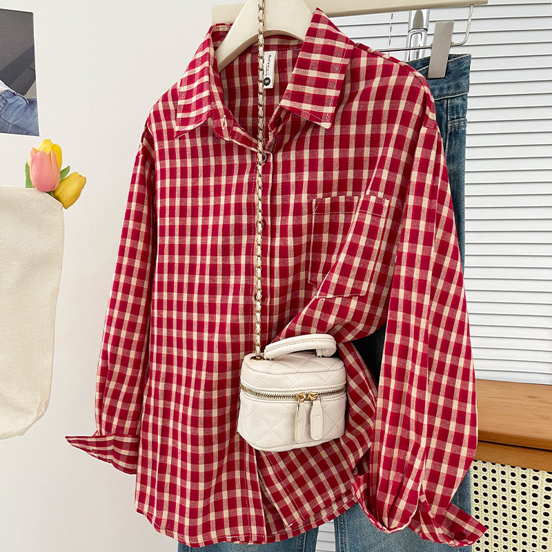 Korean-style Vintage Plaid Shi - Vintage Fashion ulasan dan harga