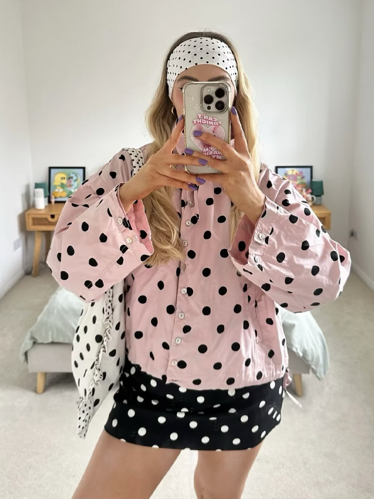 HH Women Fashion Polka Dot Dra - Vintage Fashion Looks ulasan dan harga
