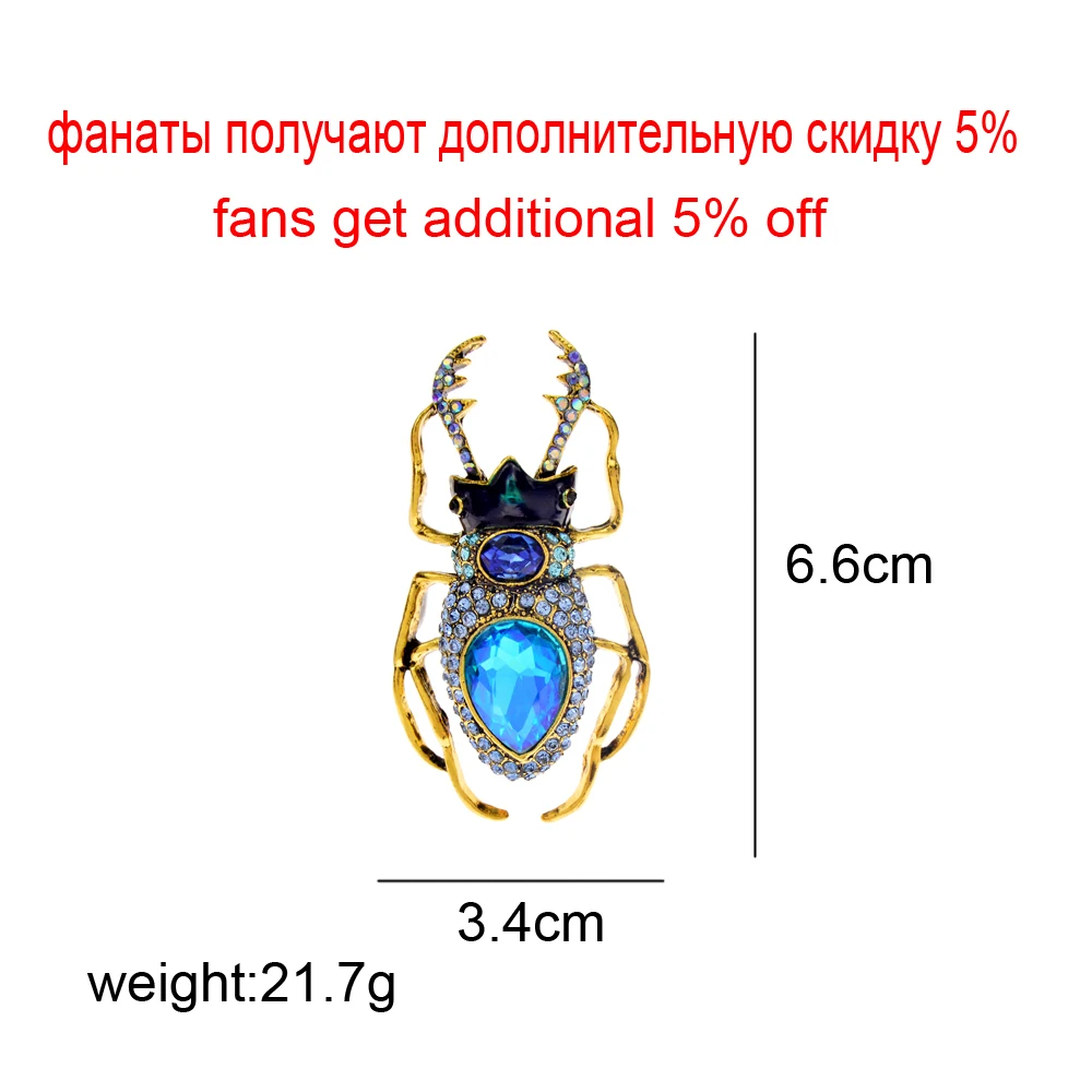 Blucome Blue Crystal Beetle Br - Vintage Fashion Bug ulasan dan harga