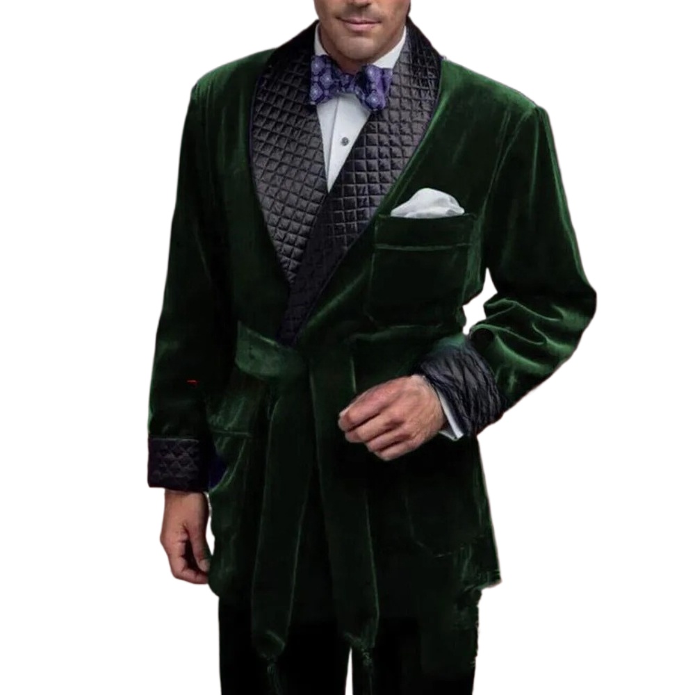 Green Velvet Smoking Suit Jack - Vintage Trench Coat ulasan dan harga