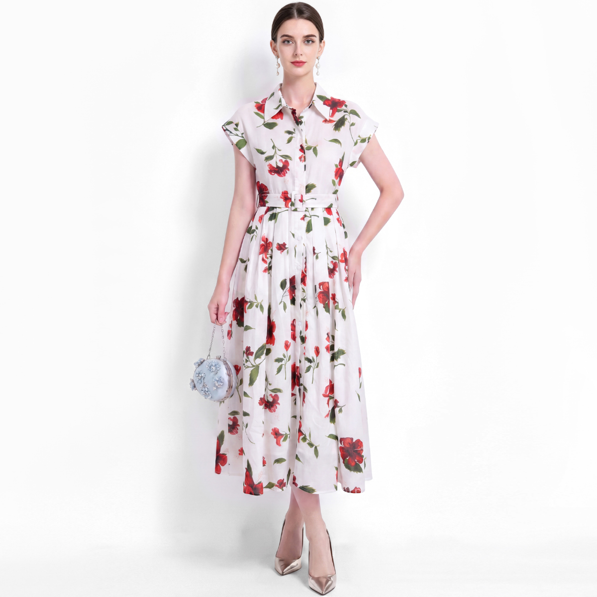 Stylish Floral Shirt Dress Sho - Vintage Fashion Collection ulasan dan harga
