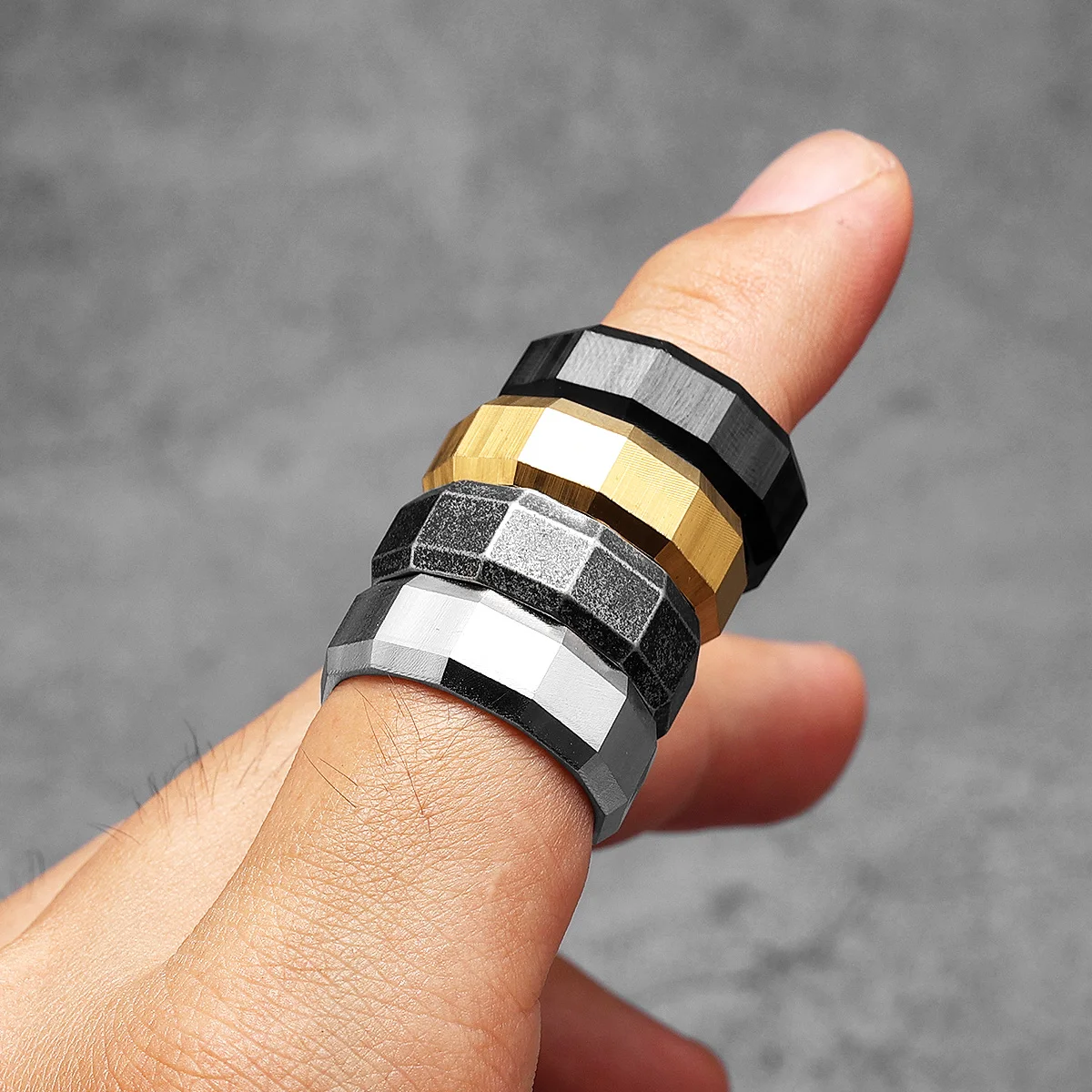 Geometric Cuts Men Rings Stain - Vintage Fashion Newtown ulasan dan harga