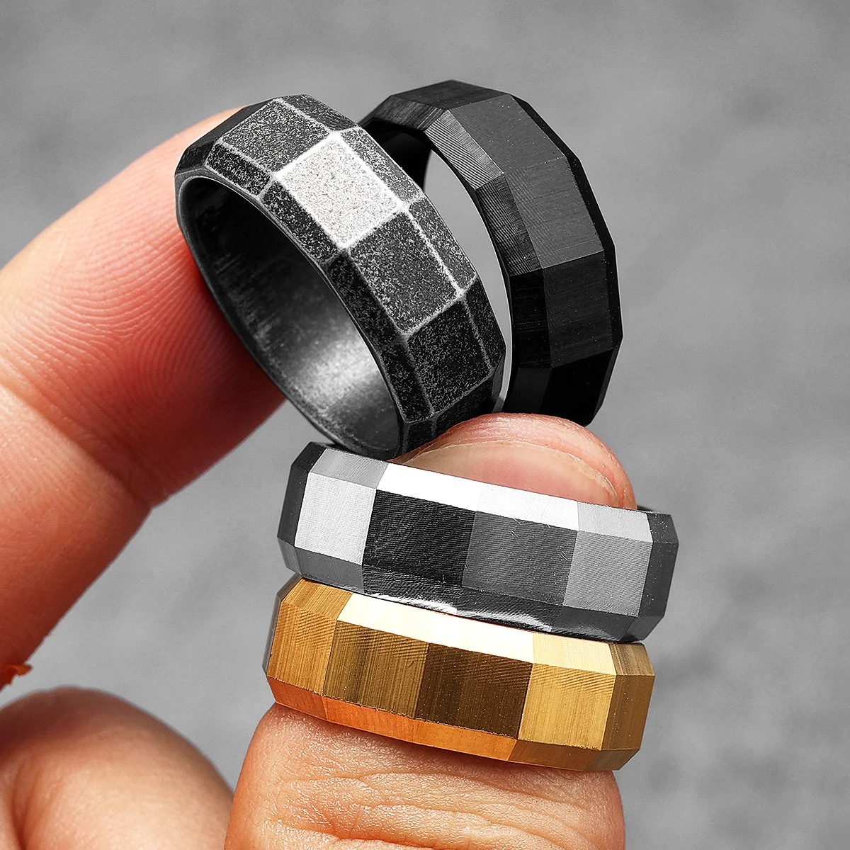 Geometric Cuts Men Rings Stain - Vintage Fashion Newtown ulasan dan harga