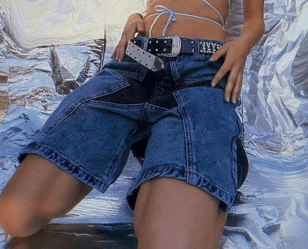 Stars Patchwork Women Short Je - Vintage Fashion Jeans ulasan dan harga