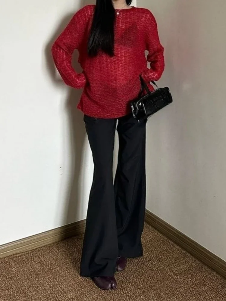 Y2K See-Through Knitted Women' - Vintage Fashion ulasan dan harga