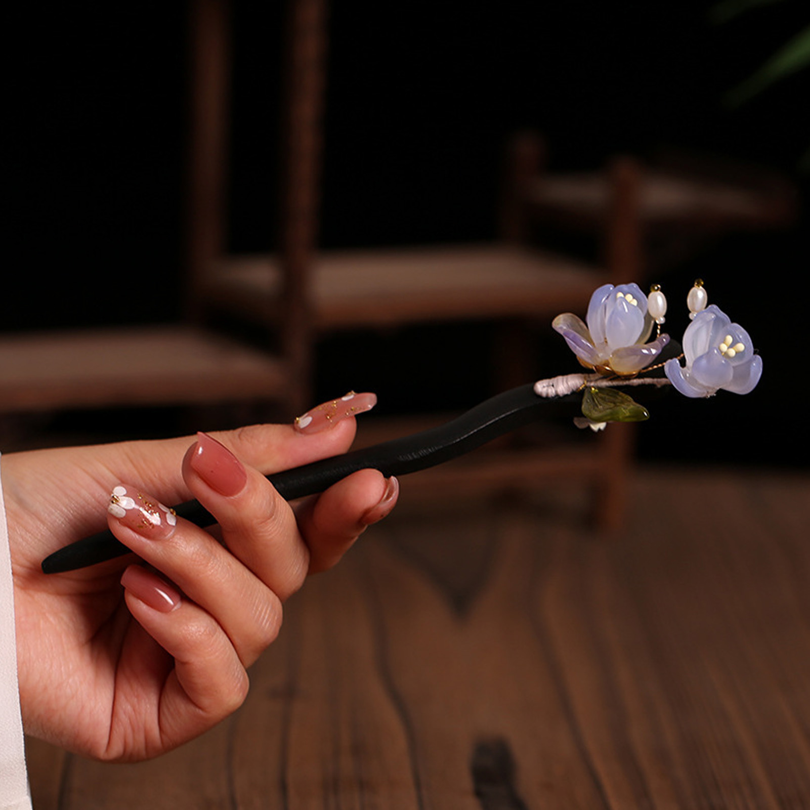 Vintage Wooden Flower Hairpin  - Vintage Fashion Shop ulasan dan harga