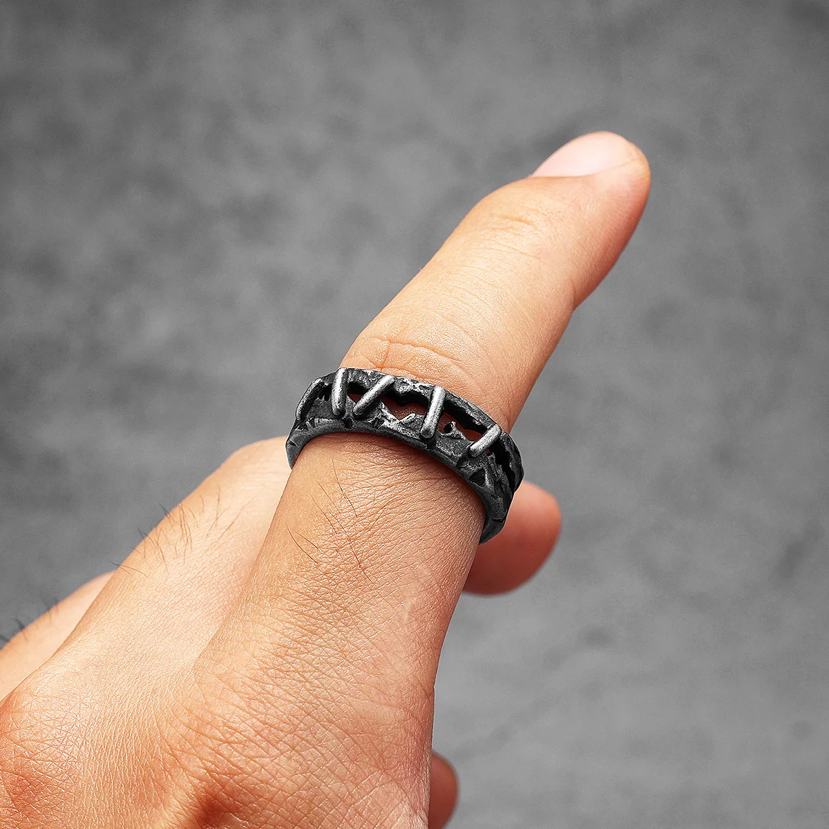 Retro Suture Men Rings Stainle - Vintage Fashion Newtown ulasan dan harga